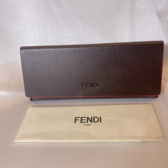 Fendi Leather Triangle Eyeglass Sunglass Hard Case with Cloth - Brown, NEW - Picture 2 of 7
